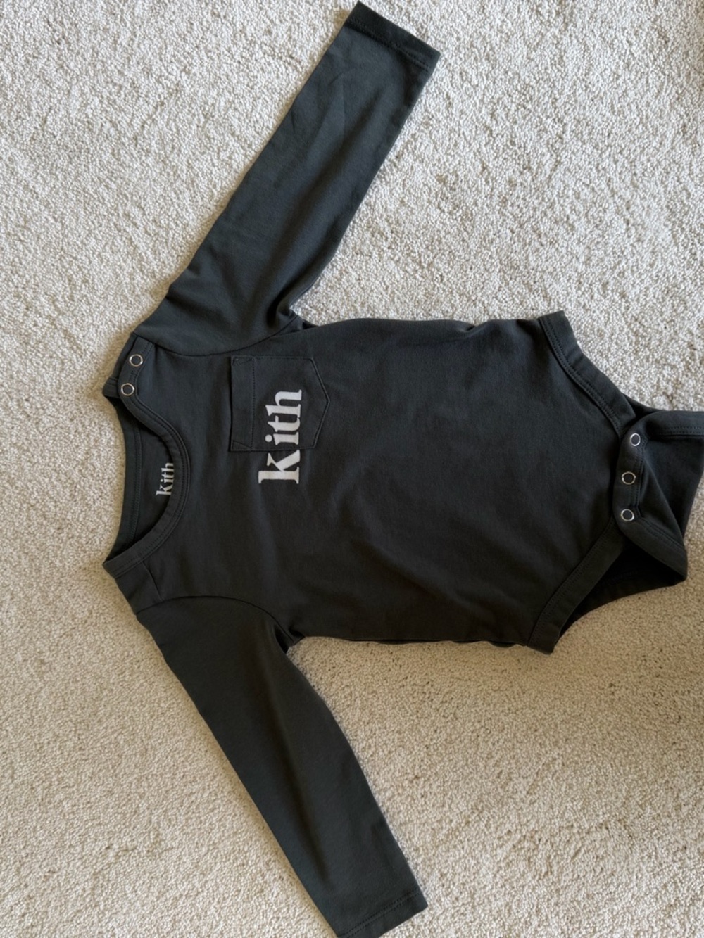 Kith Black Long-Sleeve Infant One-Piece with Front Logo